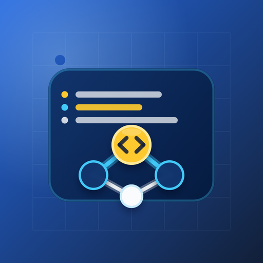 AlgoLearn app icon: a code symbol at the root of a small binary tree