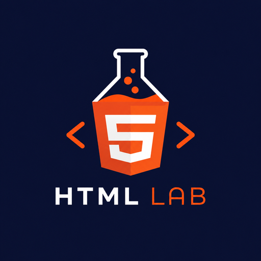 HTMLLab app icon: a laboratory flask containing an orange HTML5 shield