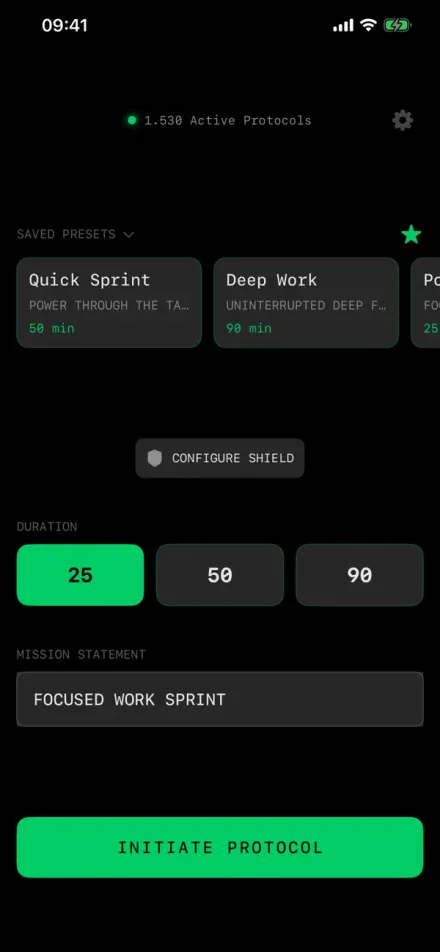 Focus Protocol screenshot