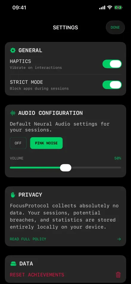 Focus Protocol screenshot