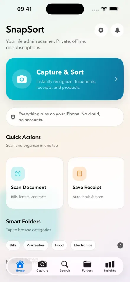 SnapSort - AI document scanner screenshot